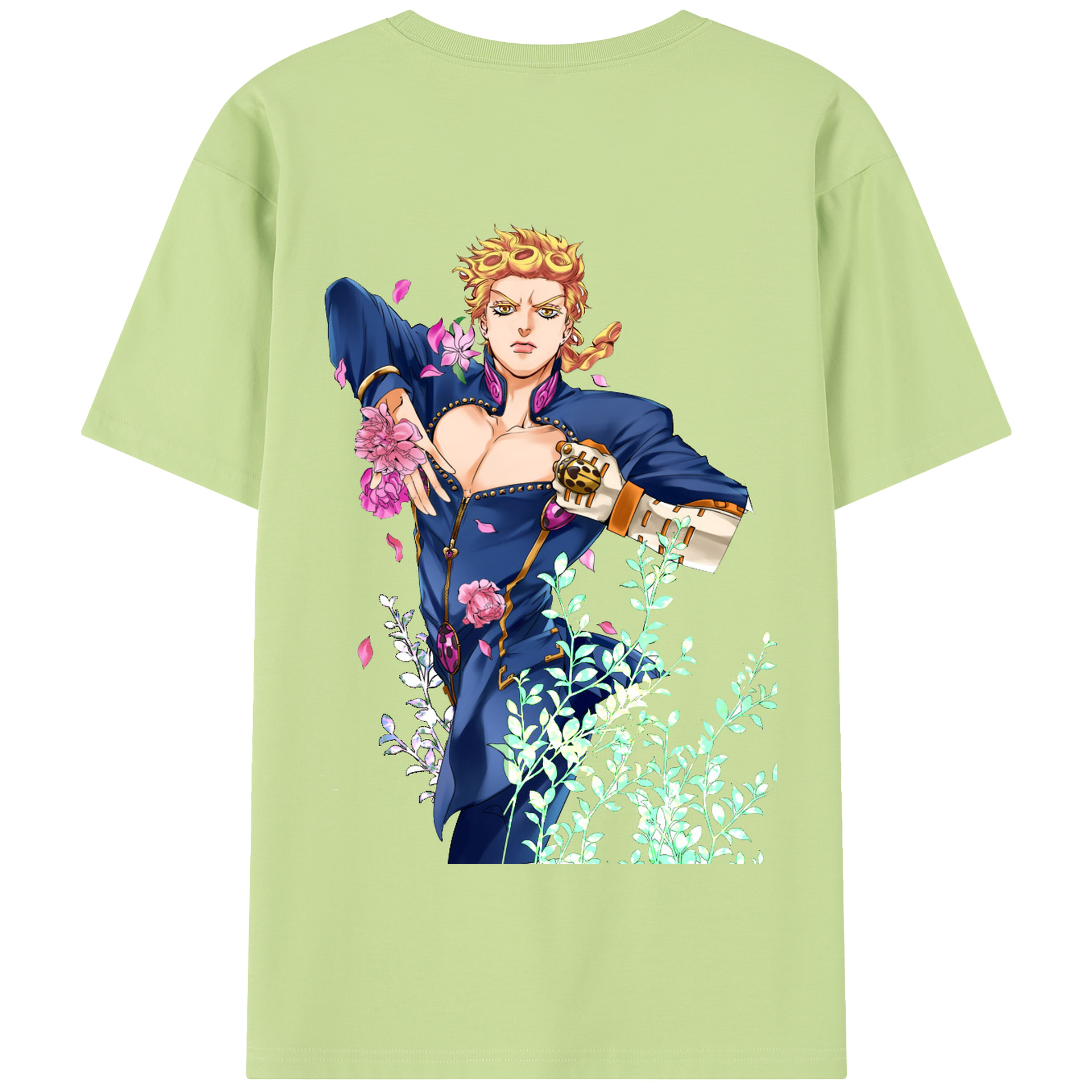 （画像用） ジョジョの奇妙な冒険 ジョルノ?ジョバァーナ JoJo's Bizarre Adventure Giorno Giovanna 綿100％半袖Tシャツ（背面プリント）